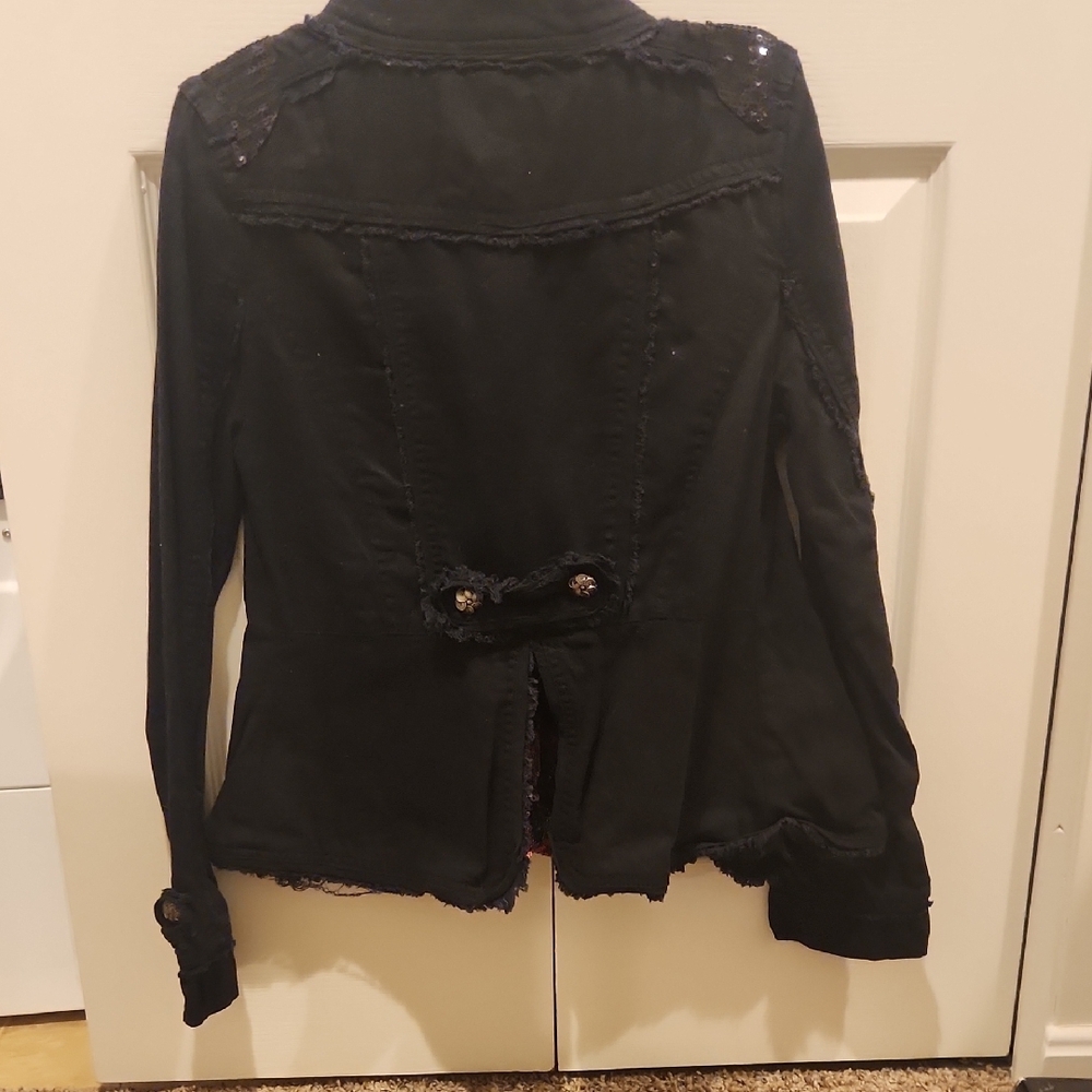 BKE Black Blazer with Red Patterned Accents - Picture 11 of 13